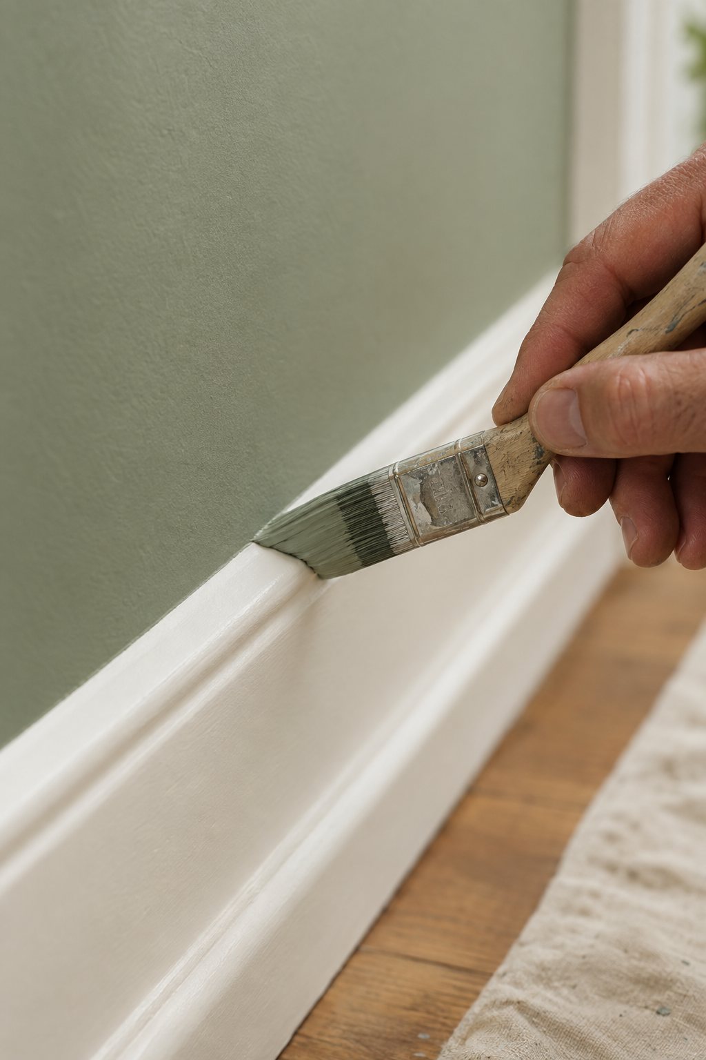 Corte a pincel entre pared y rodapié